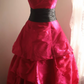 Red strapless vintage-style elegant ball gown, evening ball dress gh7129