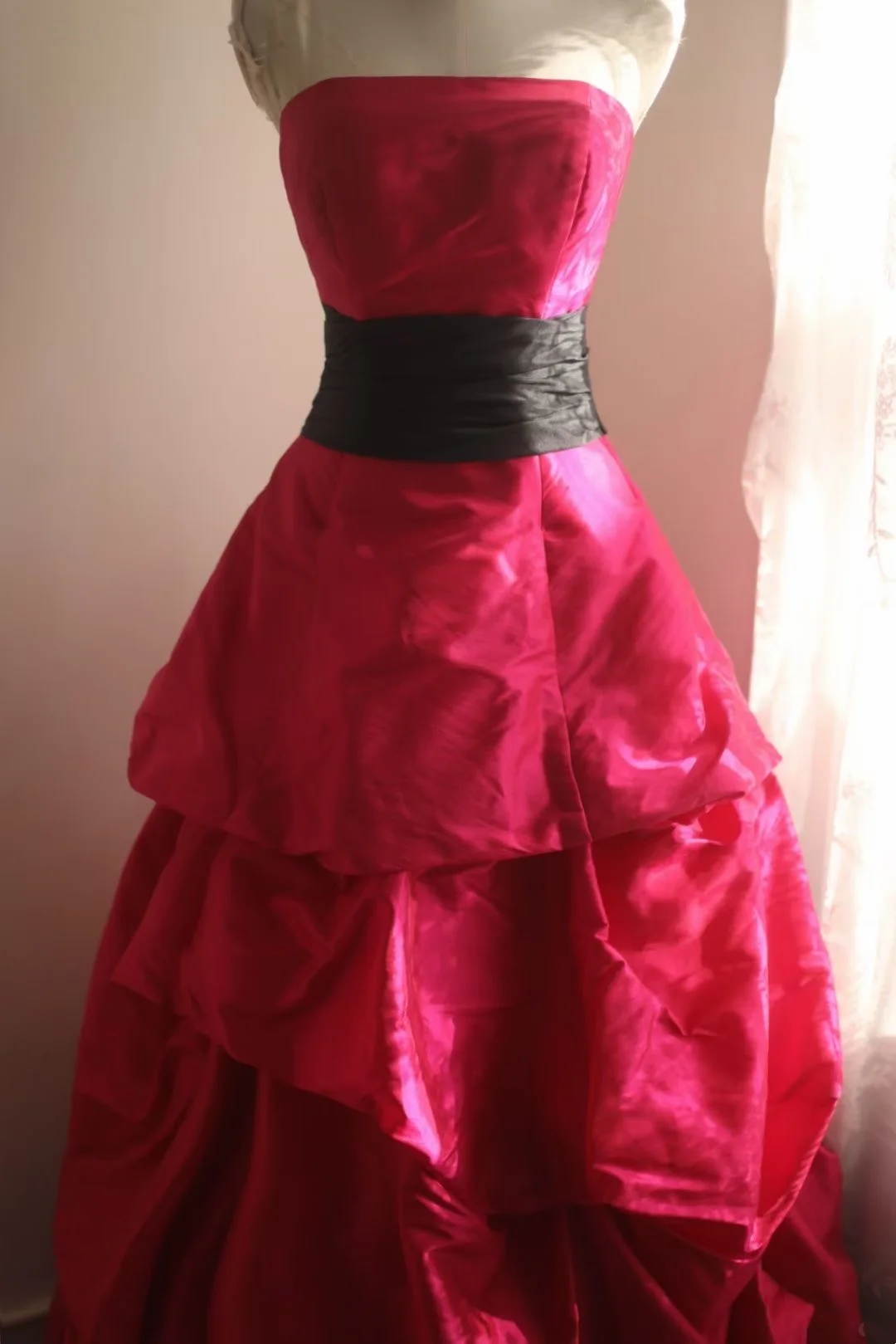 Red strapless vintage-style elegant ball gown, evening ball dress gh7129