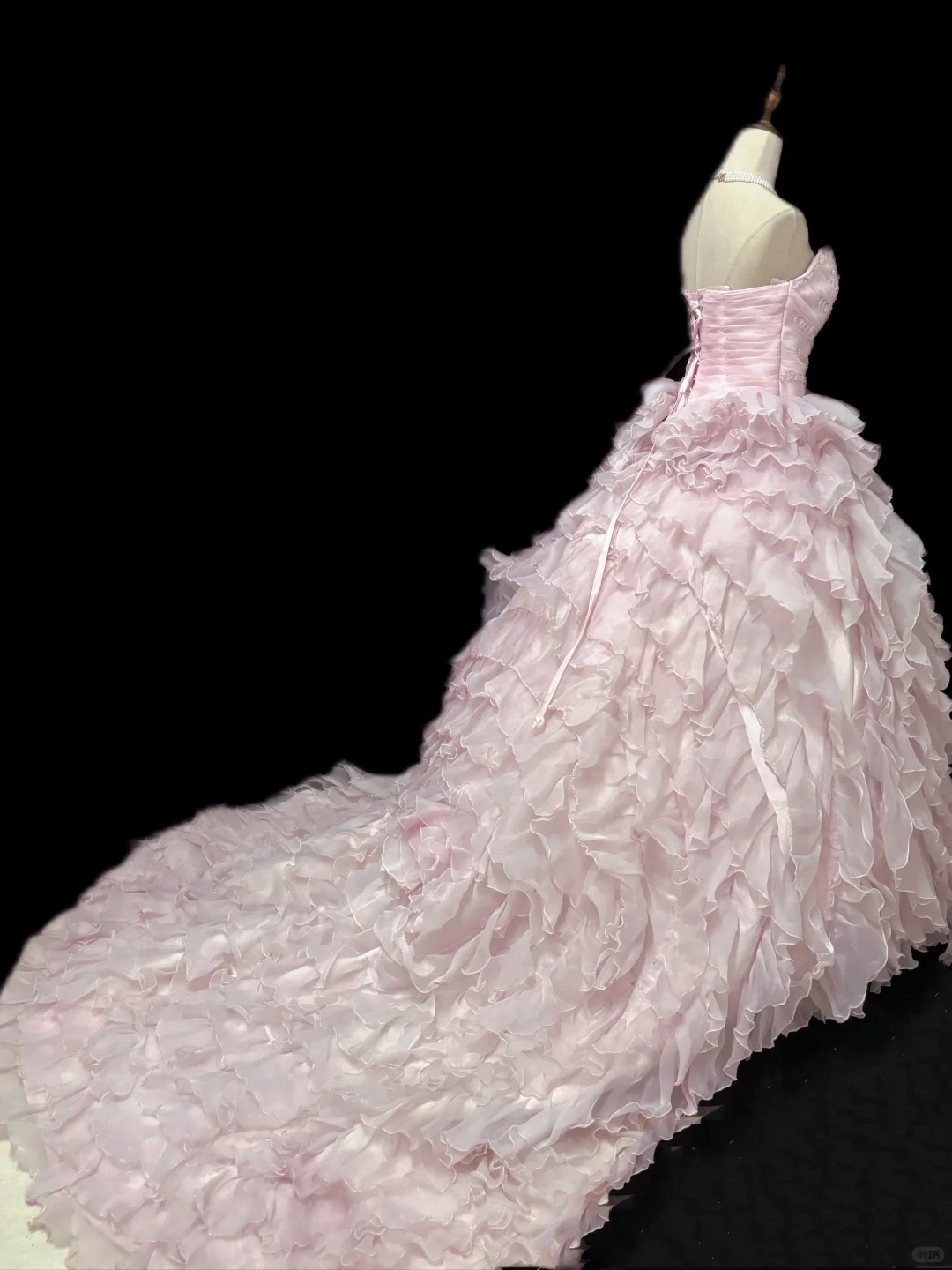 Blush Pink Strapless Romantic Gown Embellished with Rhinestones, Cinched Waist, Fluffy Tiered Skirt, Wedding Dress & Bridal Gown gh8184