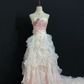 Blush Pink Strapless Romantic Sexy Gown With Floral Appliqués, Fitted Waist & Long Slit Skirt, Wedding Dress & Bridal Gown gh8275