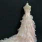 Blush Pink Strapless Romantic Sexy Gown With Floral Appliqués, Fitted Waist & Long Slit Skirt, Wedding Dress & Bridal Gown gh8275