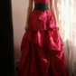 Red strapless vintage-style elegant ball gown, evening ball dress gh7129