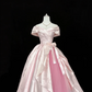 Blush Pink Satin Cinched Waist Elegant Luxury Voluminous Skirt Long Romantic Dress, Wedding Gown gh7876