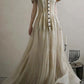 Girlhomeshops-New Retro Elegant Square Neck Summer New Long Chiffon Prom Dress Evening Dress Retro Wedding Bridesmaid Dress gh5251
