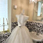 Ivory Strapless Waist-Cinched Voluminous Princess Skirt Long Romantic Dress, Wedding Gown gh7720