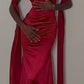 Rotes sexy elegantes Meerjungfrau-Kleid mit V-Ausschnitt und langem Satin-Ballkleid, Abendkleid, Partykleid gh2997