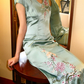 Light Green Vintage Satin Fitted Waist Slim Bodycon Sexy Long Prom & Evening Party Dress gh8387