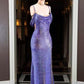 Purple Shiny Elegant Spaghetti Straps Sexy Slit Long Mermaid Slim Sequin Ball Gown Evening Dress gh3359