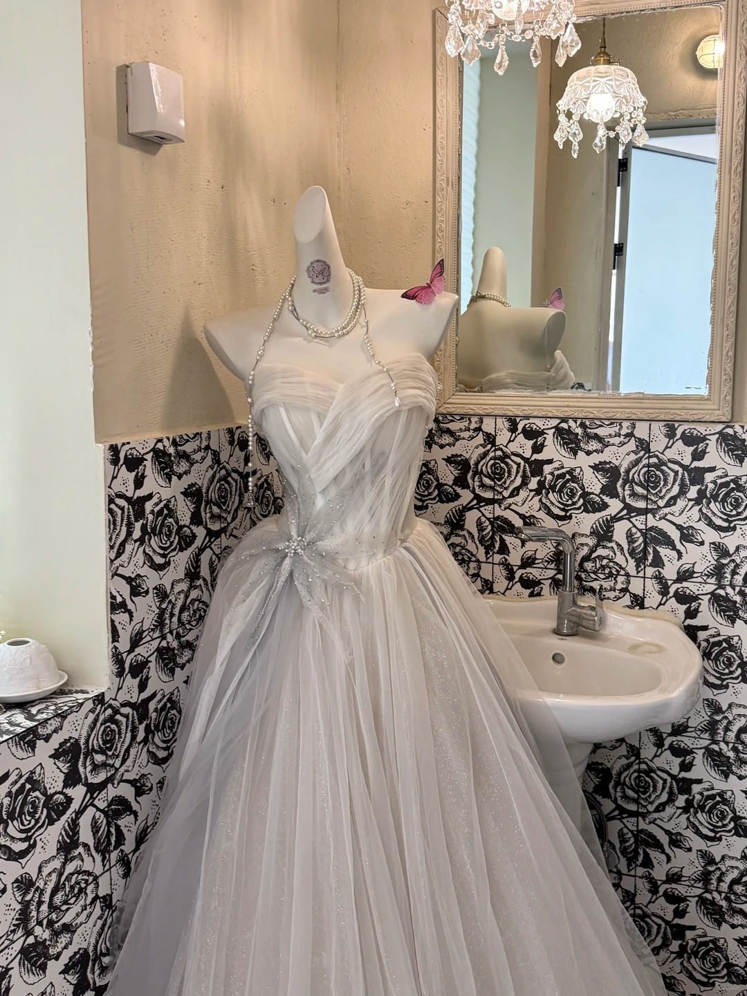 Ivory Strapless Waist-Cinched Full Flared Minimalist Elegant Romantic Dress, Wedding Gown gh7521