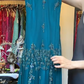 Teal Beaded Pleated Chiffon Long Evening Gown Sleeveless V Neck Prom Dress gh9845
