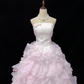 Blush Pink Strapless Cinched Waist Voluminous Wavy Princess Skirt Romantic Dress, Wedding Gown gh8061