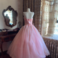 Light Pink Strapless Fitted Waist Voluminous Skirt Prom Gown, Birthday Party Dress gh7276