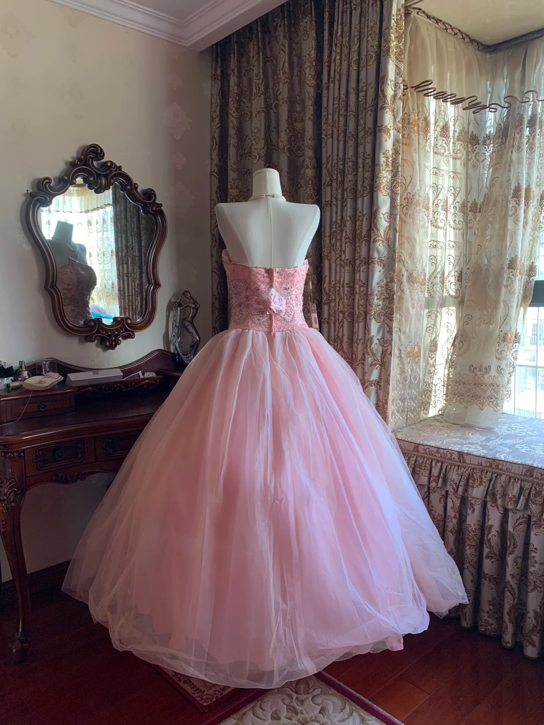 Light Pink Strapless Fitted Waist Voluminous Skirt Prom Gown, Birthday Party Dress gh7276
