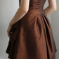 Brown Slim Waist Retro Sexy Halter Dress, Evening Party Gown gh7130
