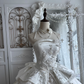 Elegant White Strapless Gown with Fitted Waist and Voluminous Skirt, Prom Gown, Evening Gown & Bridal Wedding Gown gh7357