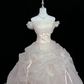 Blush Pink Off-the-Shoulder Voluminous Princess Skirt Long Vintage Romantic Dress, Wedding Gown gh8011