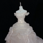 Blush Pink Off-the-Shoulder Voluminous Princess Skirt Long Vintage Romantic Dress, Wedding Gown gh8011