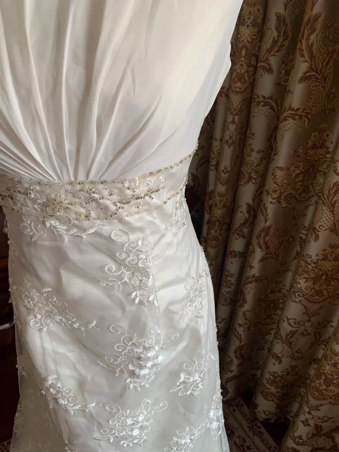White Waist-Cinched Elegant Vintage Prom Dress, Wedding Gown gh7246