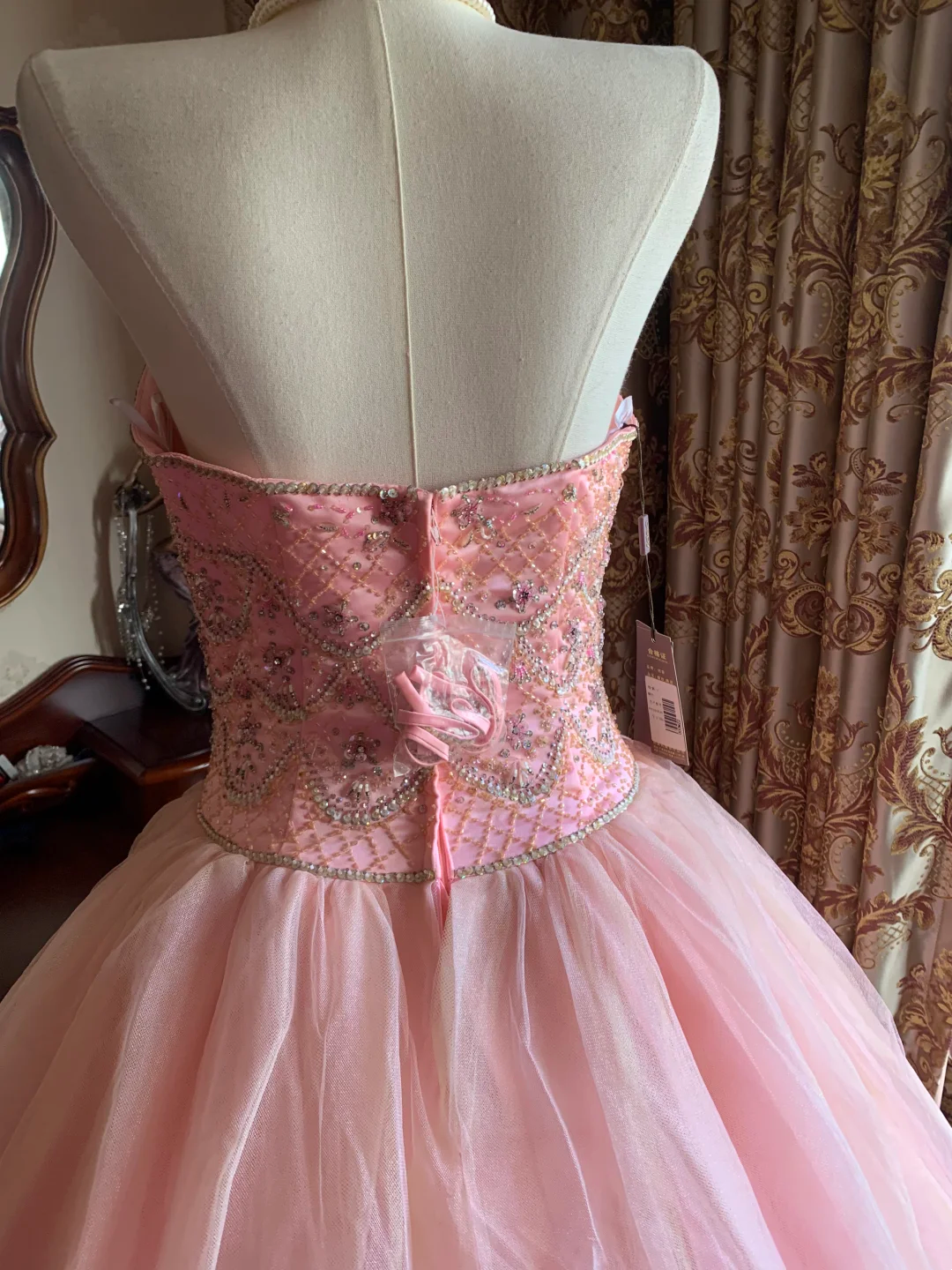 Light Pink Strapless Fitted Waist Voluminous Skirt Prom Gown, Birthday Party Dress gh7276