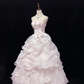 Blush pink strapless romantic gown with fitted waist and fluffy princess skirt, wedding dress & bridal gown gh8185