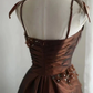 Brown Slim Waist Retro Sexy Halter Dress, Evening Party Gown gh7130