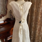 White Waist-Cinched Elegant Vintage Prom Dress, Wedding Gown gh7246