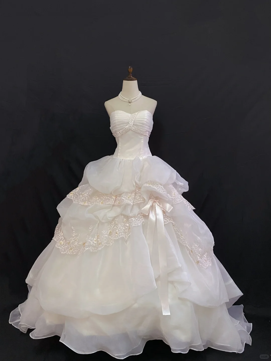 Off-White Strapless Long Elegant Romantic Gown With Voluminous Princess Skirt, Wedding Dress & Bridal Gown gh8230