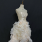 Light Champagne Strapless Elegant Romantic Long Gown With Retro Rose Details, Cinched Waist, Wedding Dress & Bridal Gown gh8276