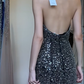 Halter Black Silver Evening Gown Full Hand Beaded Sequin Fitted Column Long Prom Dress gh9711