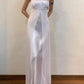 White Beautiful Elegant Delicate Floral Spaghetti Strap Long Satin Tulle Ball Gown Evening Gown Party Dress Prom Gown gh3899