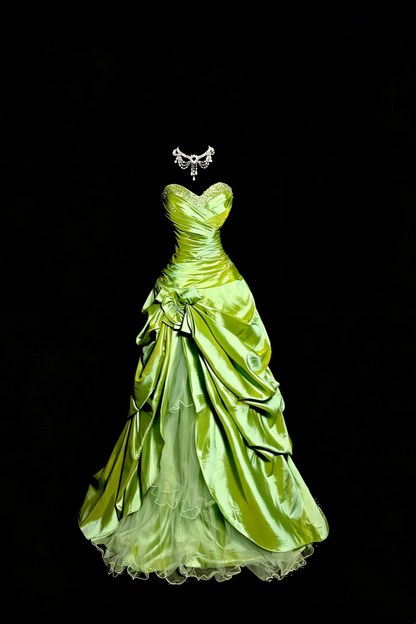 Green Retro Elegant Long Princess Dress, Evening Gown, Ball Gown gh3444