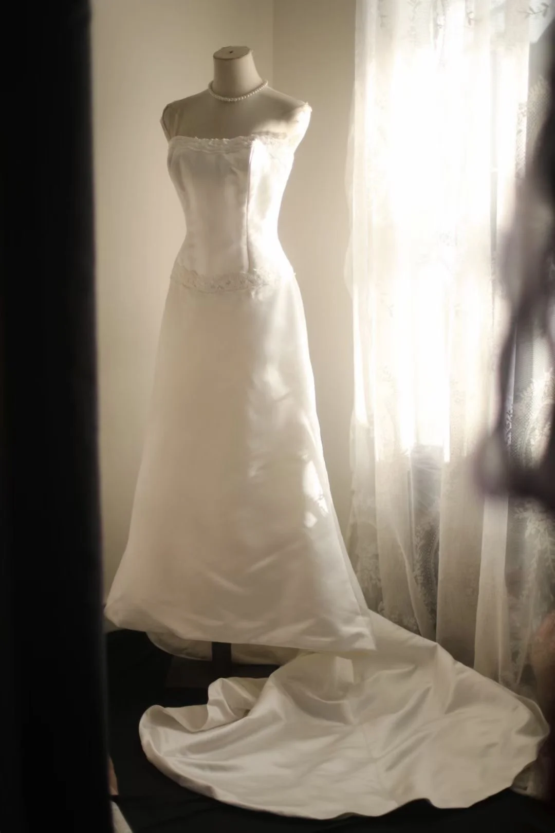 White Strapless Waist Fitted Trailing Retro Elegant Ball Gown, Evening Party Dress gh7131