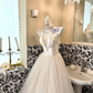 White Strapless Waist-Cinched Full Flared Long Elegant Romantic Dress, Wedding Gown gh7712