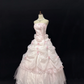 Blush Pink Strapless Vintage Luxury Romantic Gown With Floral Appliqués, Cinched Waist, Voluminous Tiered Skirt, Wedding Dress & Bridal Gown gh8101