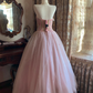 Light Pink Strapless Beaded Waist-Cinched Puffy Skirt Prom Dress, Birthday Party Gown gh7277
