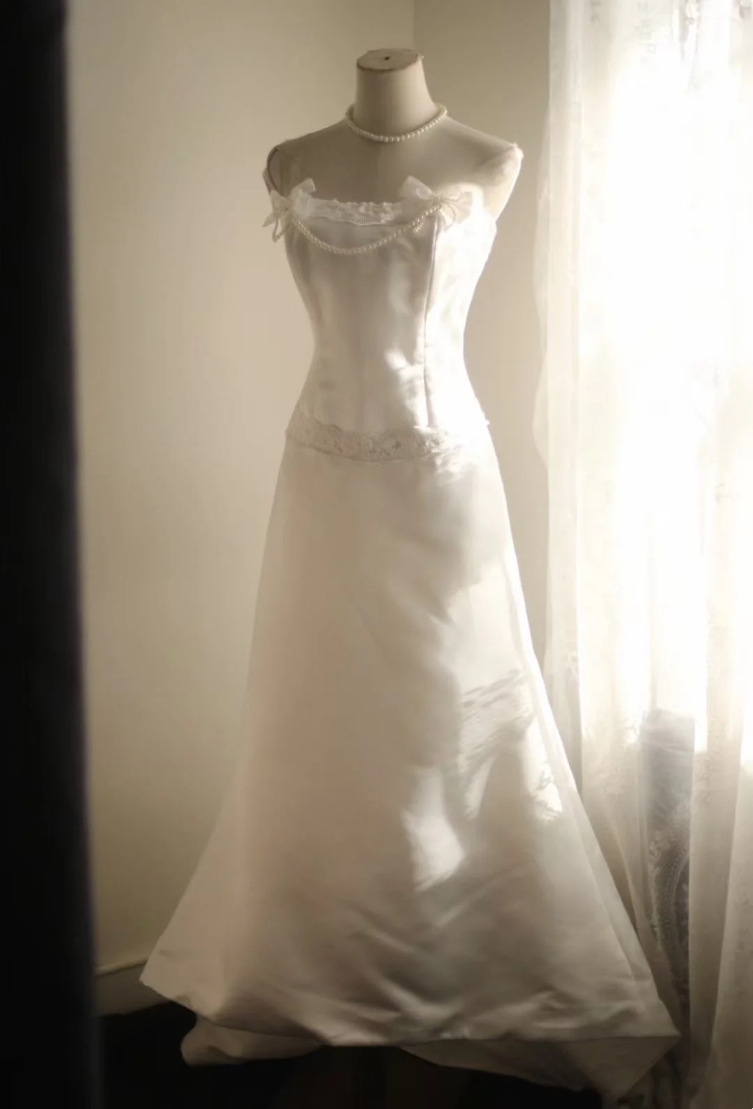 White Strapless Waist Fitted Trailing Retro Elegant Ball Gown, Evening Party Dress gh7131