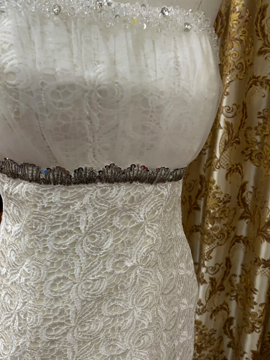White Strapless Waist-Cinched Mermaid Prom Dress, Evening Gown, Wedding Dress, Graduation Dress gh7247