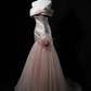 Light Champagne Pink Off Shoulder Waist-Cinched Fitted Elegant Evening Dress, Fairy Gown, Romantic Gown gh7466