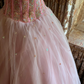 Light Pink Strapless Beaded Waist-Cinched Puffy Skirt Prom Dress, Birthday Party Gown gh7277