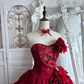 Red Strapless Gown with Fitted Waist and Puffy Skirt, Suitable for Prom, Evening Party and Wedding gh7358