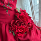 Red Strapless Gown with Fitted Waist and Puffy Skirt, Suitable for Prom, Evening Party and Wedding gh7358