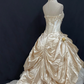 Champagne Strapless Romantic Gown, Cinched Waist, Voluminous Princess Skirt, Wedding Dress & Bridal Gown gh8277