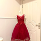Burgundy Midi Cocktail Dress, Sleeveless Illusion Neck 3D Floral Lace Homecoming Gown, Tulle Skirt With Lace Hem gh9166