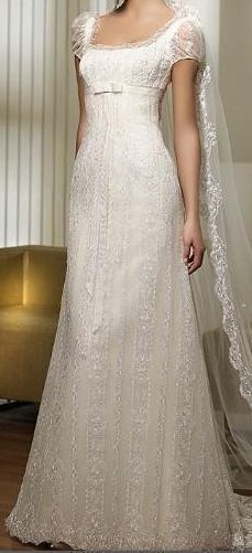 girlhomeshops – Weißes, eckiges Ausschnitt, klassisches, romantisches, elegantes langes Brautkleid aus Spitze, gh5666