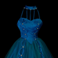 Royal‑Blue‑Halter‑Ball‑Gown High‑Neck‑Cut‑Out‑Straps Sweetheart‑Corset‑Bodice Satin‑Braided‑Pearl‑Detail Ombre‑Tulle‑A‑Line‑Floor‑Length‑Skirt Gala‑Prom‑Evening‑Dress gh8866