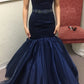 girlhomeshops-Elegant Navy Satin & Tulle Mermaid Gown for Formal Events gh5815