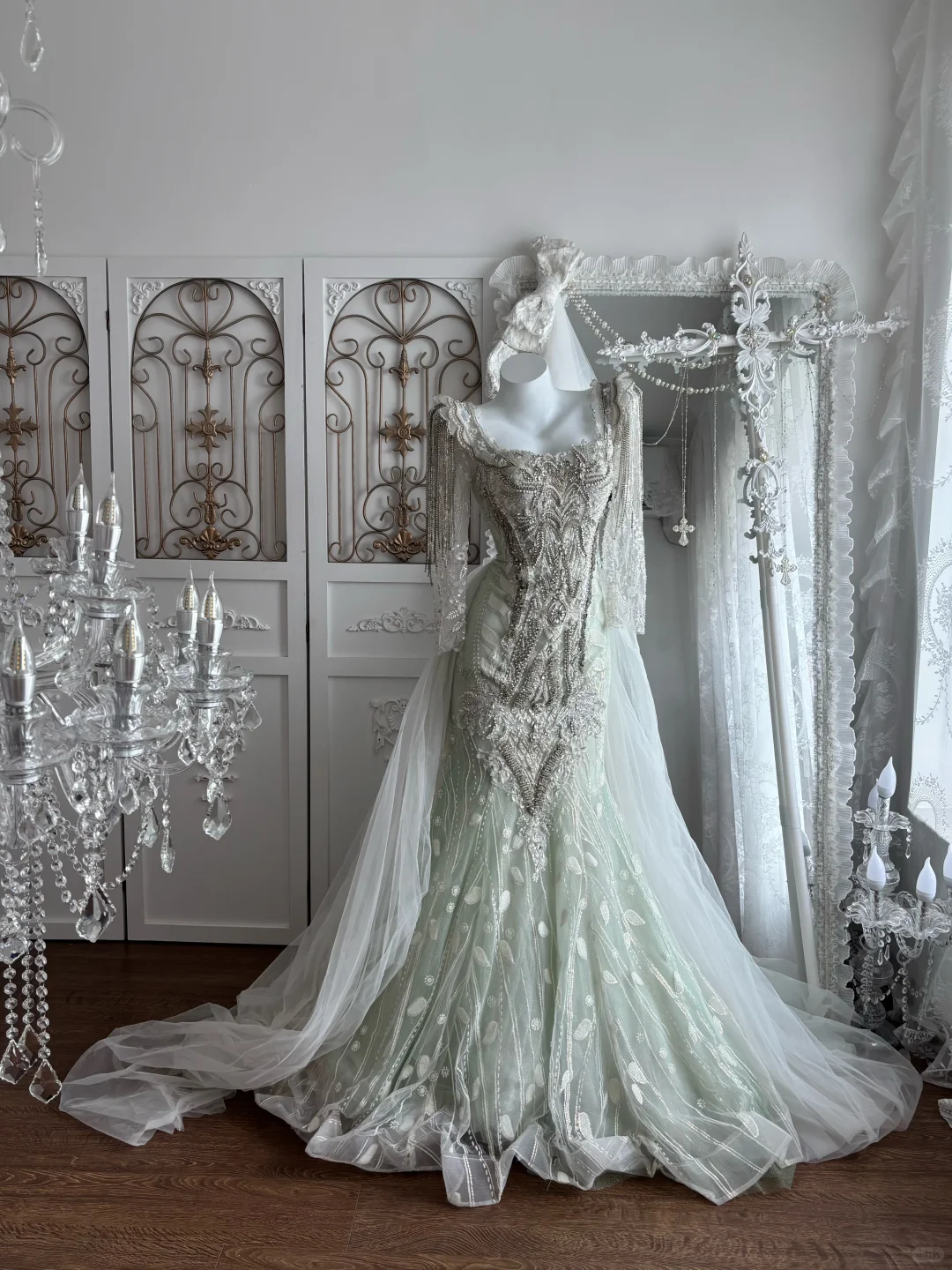 Light Green Square Neck Waist-Cinched Bodycon Mermaid Skirt Prom Gown, Evening Gown & Bridal Wedding Gown gh7359
