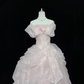 Blush Pink Vintage Neckline Cinched Waist Bow Voluminous Princess Skirt Romantic Dress, Wedding Gown gh8063