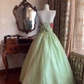 Light Green Strapless Sequin Waist-Cinched Voluminous Skirt Prom Gown, Evening Party Dress, Birthday Ball Gown gh7278