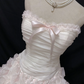 Blush pink strapless lovely long romantic gown with cinched waist and fluffy tiered cake skirt, wedding dress & bridal gown gh8232